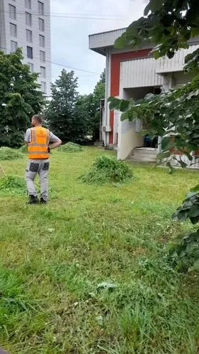 Kositja e barit ,pastrimi i hapësirës së gjelbërt tek "Qendra e Mjekësisë Familjare 1". 🍀
