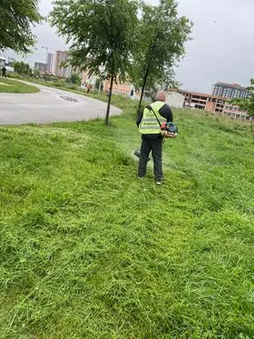 Kositja e barit ,pastrimi i hapësirës së gjelbërt te salla e sportit "Bill Klinton". 🍀