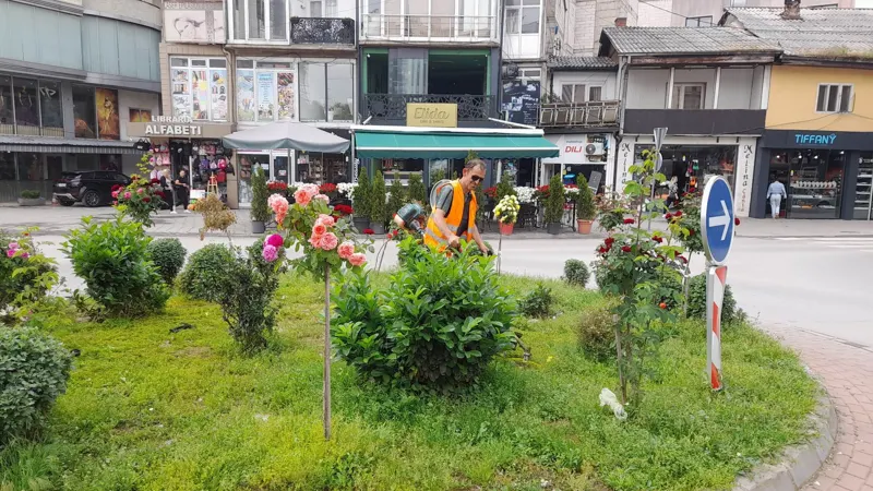 Kositja e barit dhe mirëmbajtja e rrethrrotullimit në rr. "Dëshmorët e Kombit". 🍀