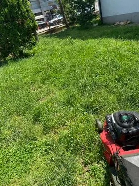 Mirëmbajtja e hapësirave të gjelbërta , kositja dhe pastrimi i barit te parku afër Keds. 🍀