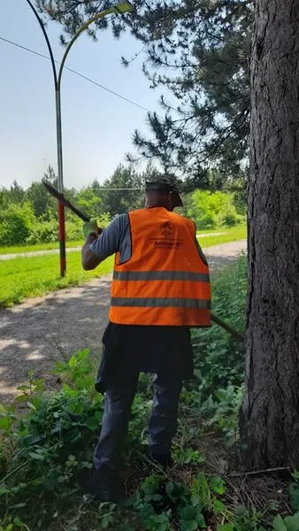 Pastrimi i parkut ,kositja e barit dhe mbledhja e mbeturinave te "Parku Liria". 🌲🍀