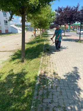 Kositja dhe pastrimi i hapësirës gjelbëruese në rr. "Brahim Ademi". 🍀