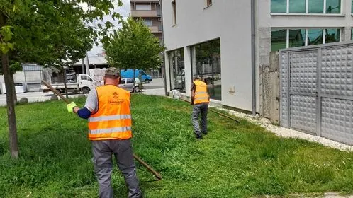 Kositja e barit dhe pastrimi i hapësirës së gjelbërt në Rr. "Vëllezërit Gërvalla".